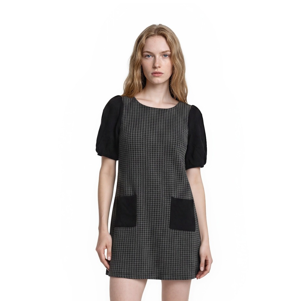Postmark Anthropologie Women's Size Medium Black Gray Houndstooth Pockets